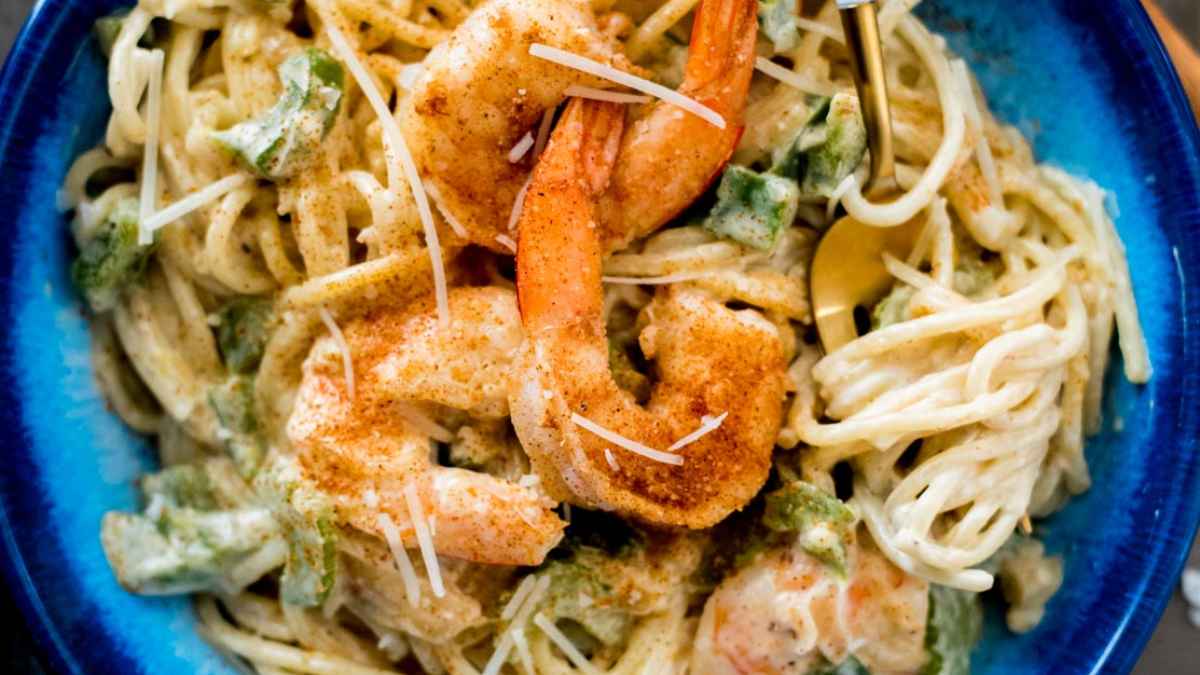 Cajun Shrimp Alfredo Pasta Recipe.