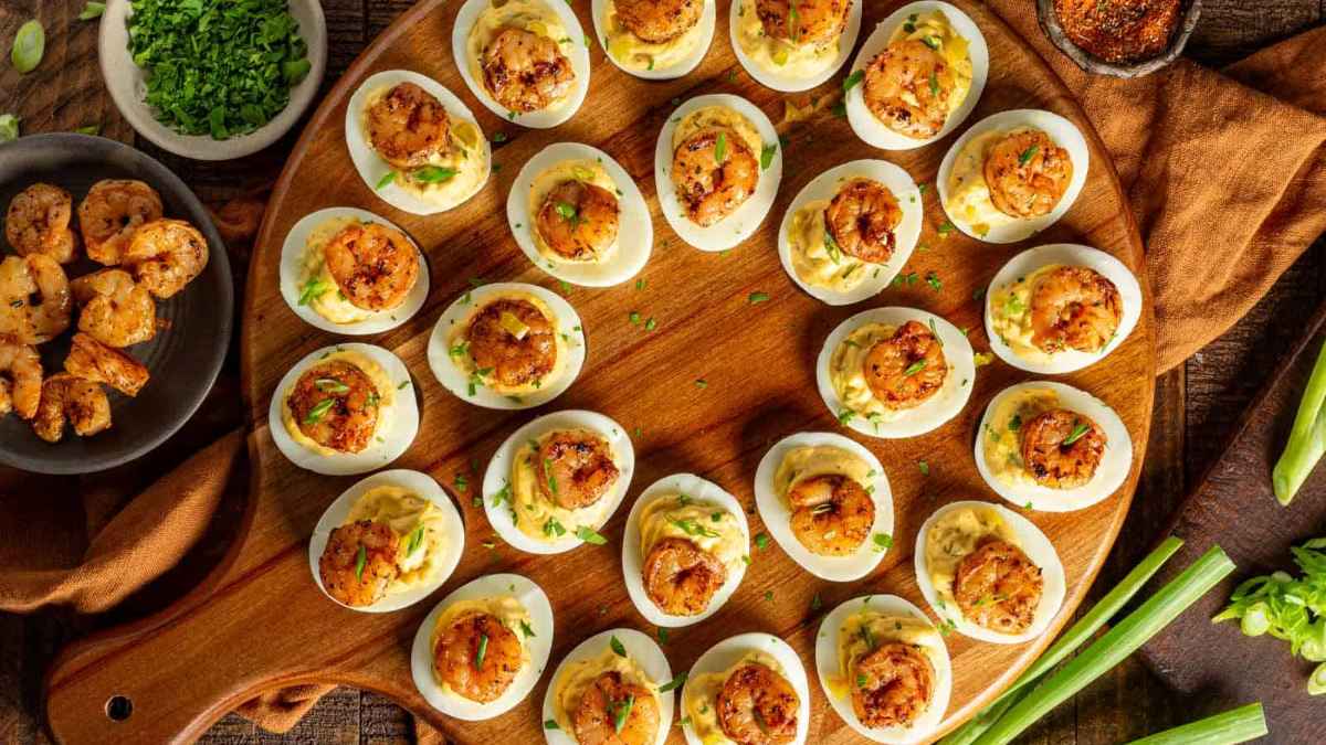 Cajun Shrimp Deviled Eggs. Photo credit: Lauren From Scratch.
