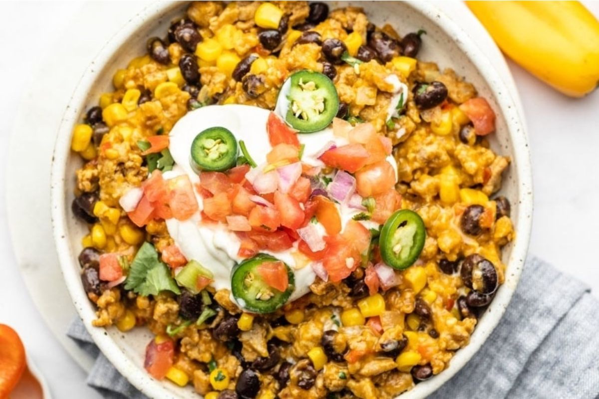 Cheesy Ground Turkey Taco Skillet