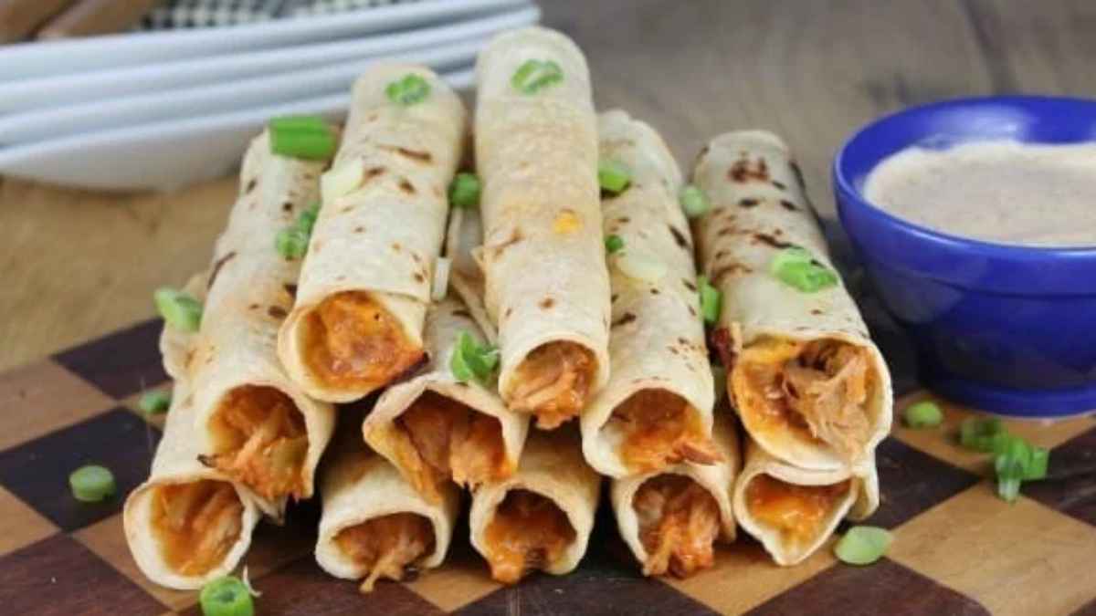 Cheesy Pulled Pork Taquitos.