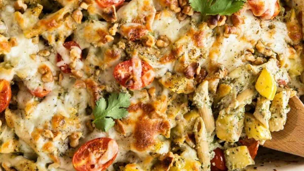 Chicken Pesto Pasta Bake.