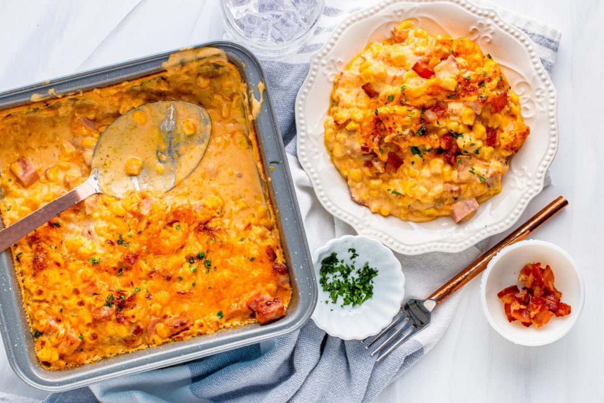 Cream Cheese Corn Casserole With Bacon And Ham
