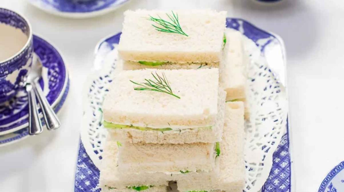Cream Cheese and Cucumber Sandwich. 