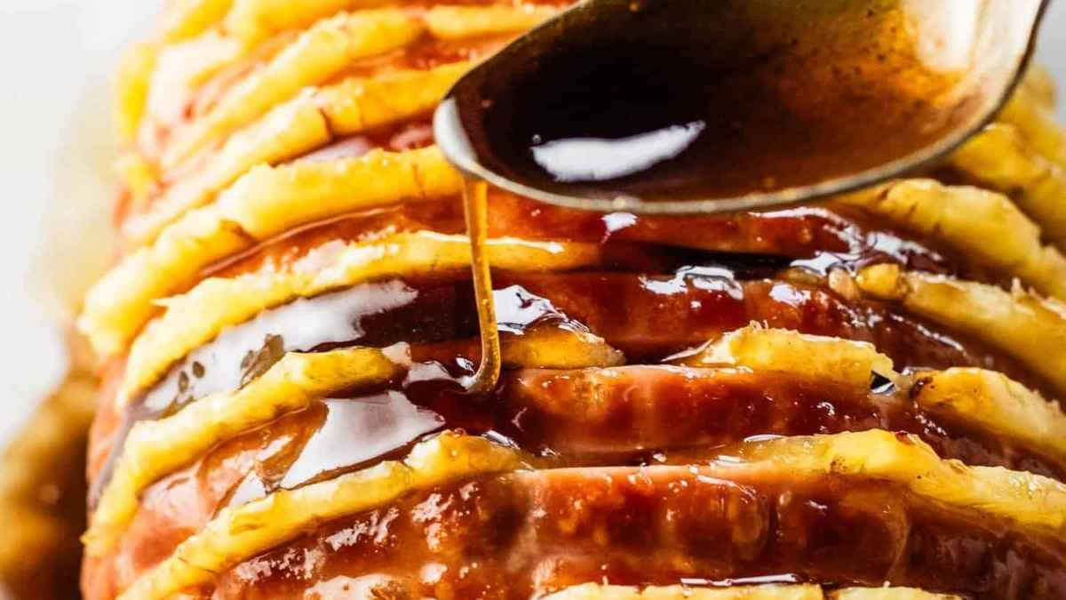 Fresh Pineapple Ham With Balsamic Honey Glaze.