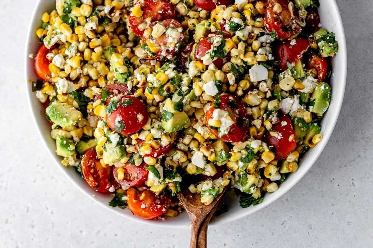 Grilled Corn Avocado Salad With Feta Cilantro Lime