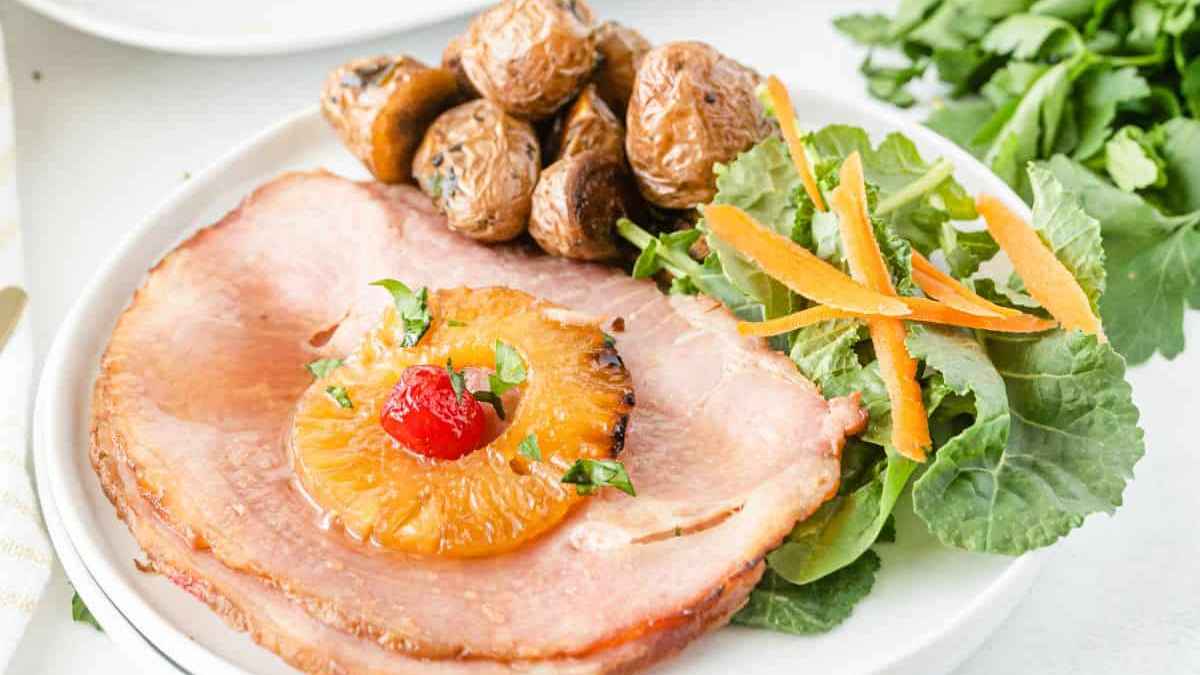 Ham with Pineapple and Cherries. 