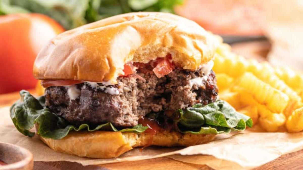 Hamburgers With Cabernet And Sauteed Onions.