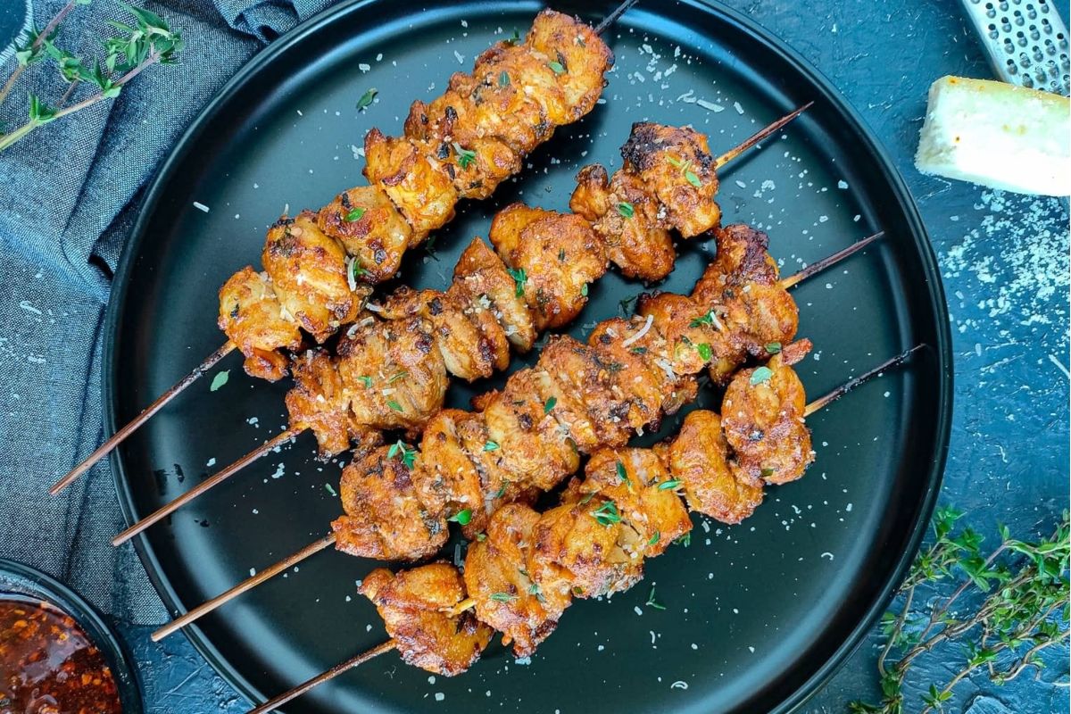 Lemon Garlic Parmesan Chicken Skewers In Oven