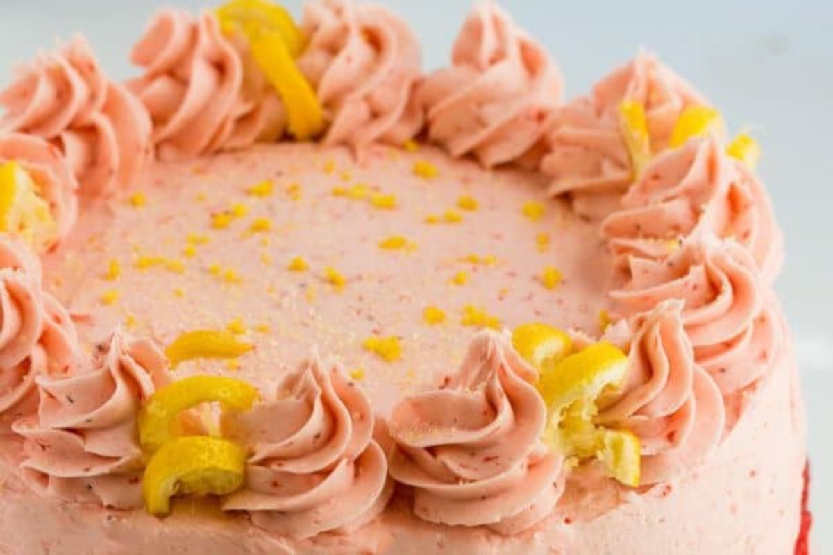 Lemon Poppyseed Cake With Strawberry Buttercream
