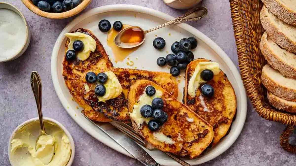 Lemon & Blueberry Mascarpone French Toast. 