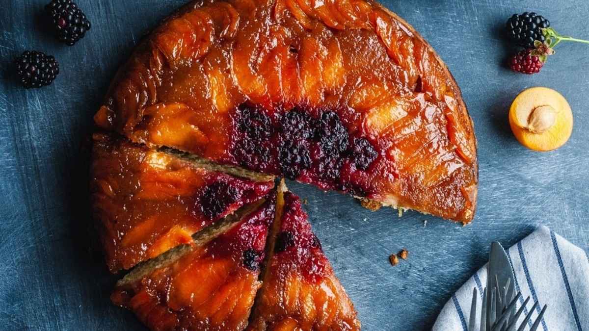 Lemony Plum And Blackberry Upside Down Cake.