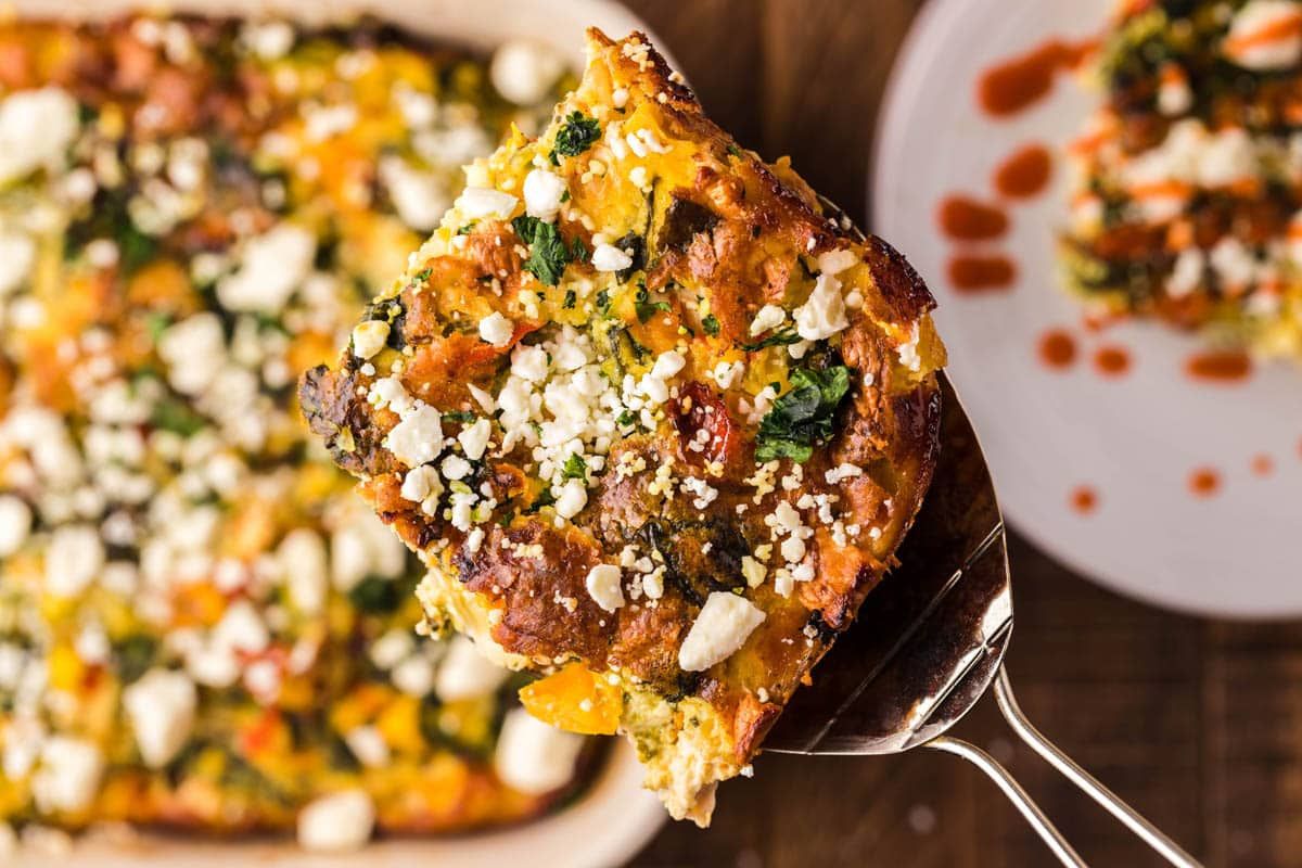 Loaded Pepper Spinach Cheese Egg Casserole Recipe Eggs