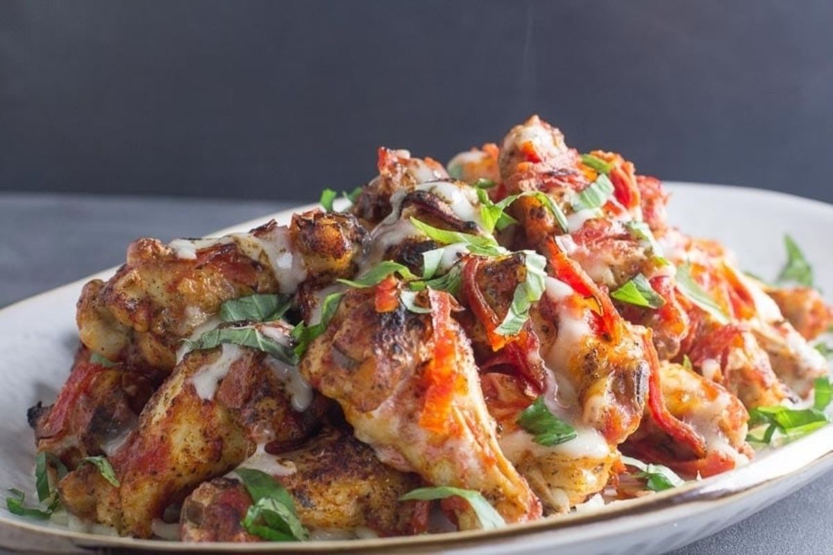 Low FODMAP Pizza Chicken Wings With Pepperoni