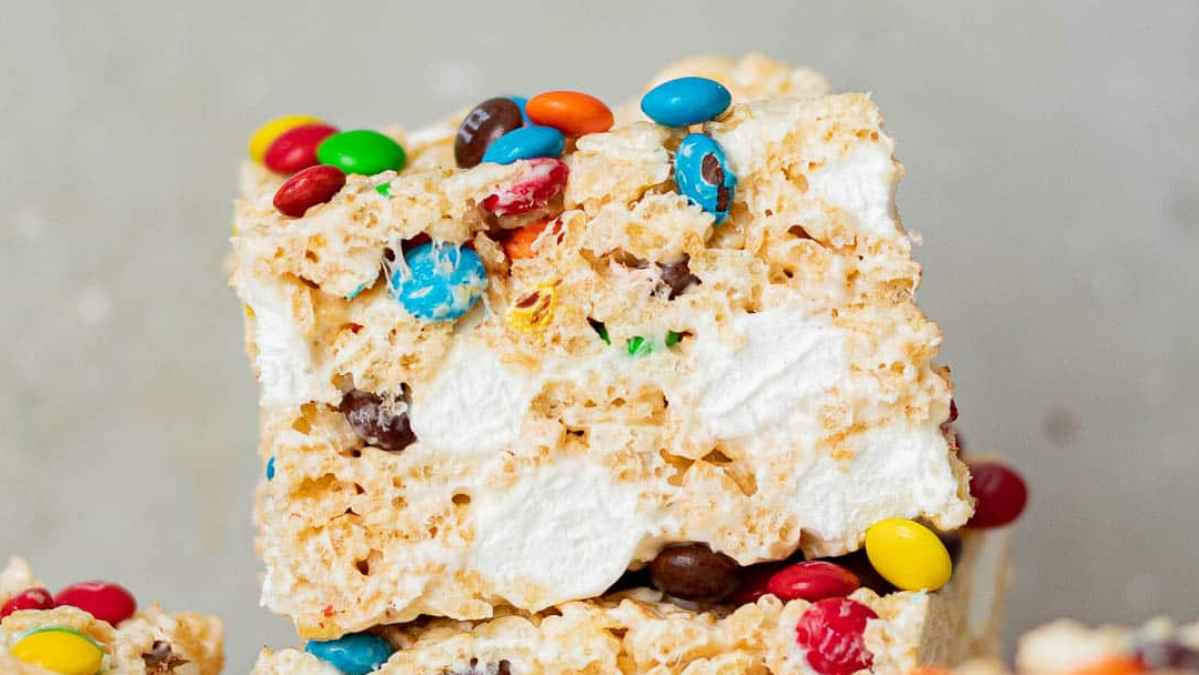 M&M Rice Krispie Treats Recipe. 