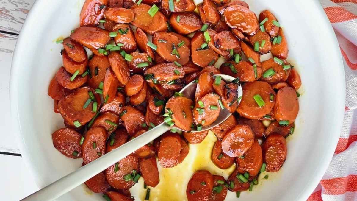 Maple Bourbon Glazed Carrots. 