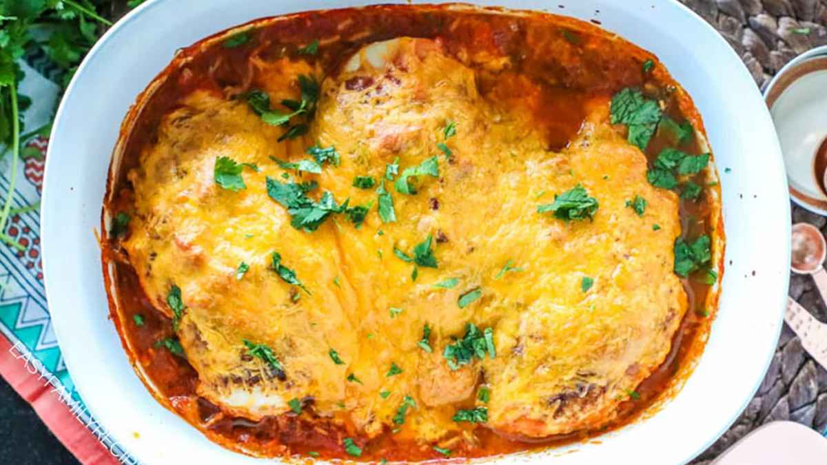 Oven Baked Salsa Chicken.