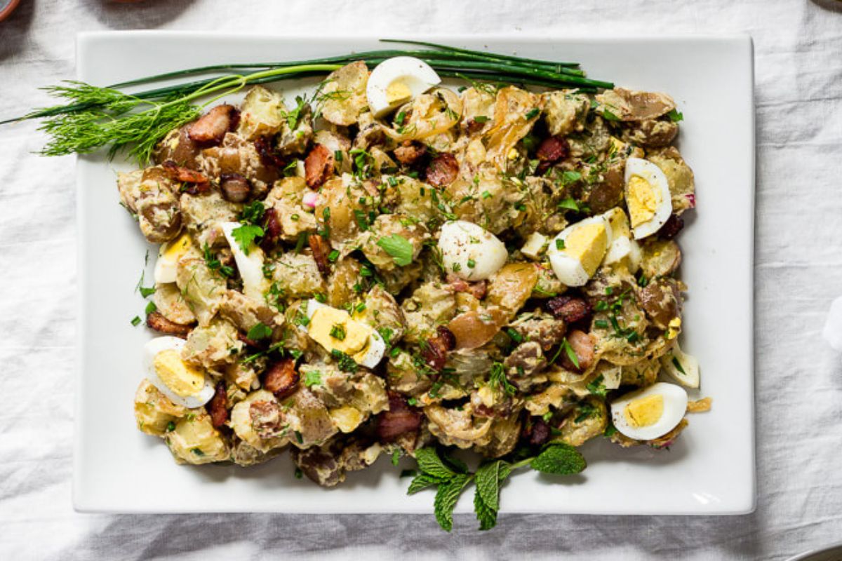 Potato Salad With Caramelized Onions Fresh Herbs