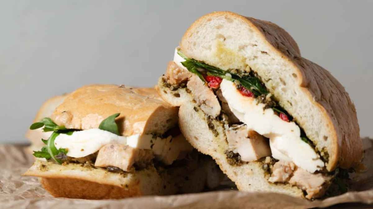 Pressed Sandwich With Pesto & Chicken.