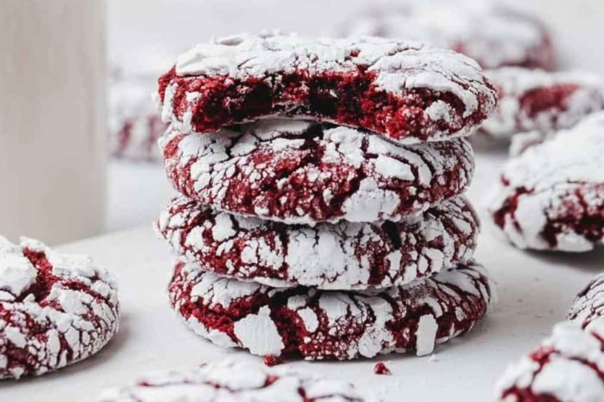 Red Velvet Crinkle Cookies. 