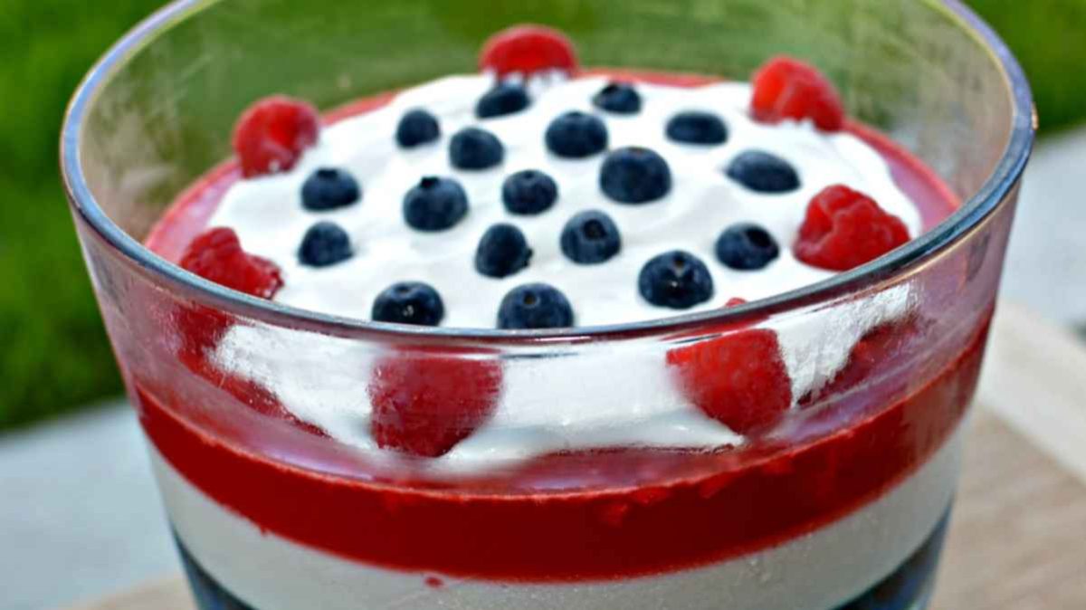 Red, White, And Blue Jell-O Trifle.