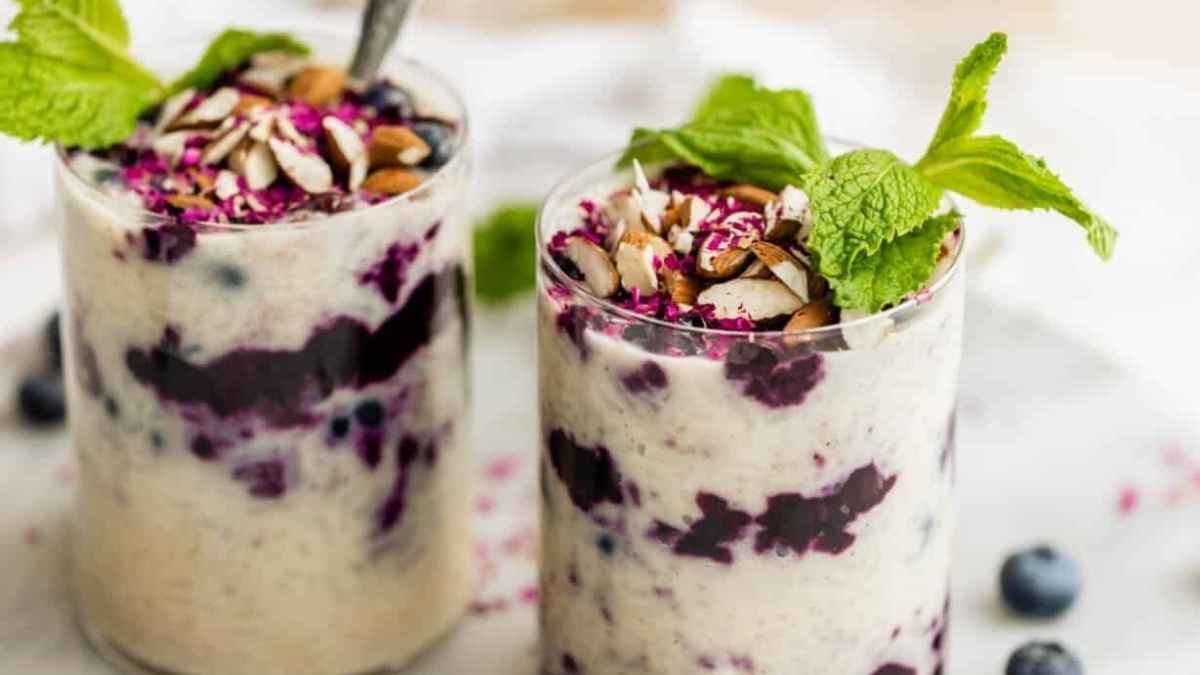 Rice Pudding With Blueberries.