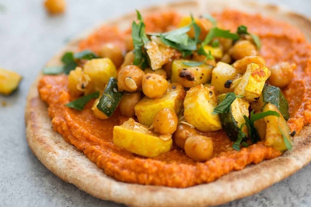 Roasted Vegetable Pitas With Romesco Sauce