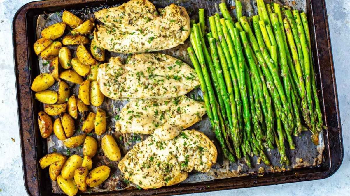 Sheet Pan Chicken And Asparagus.