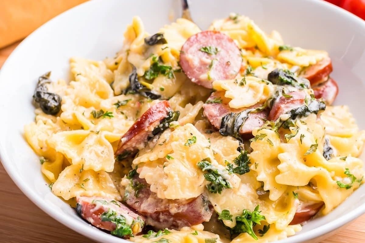Simple Creamy Sausage Pasta Recipe With Kielbasa