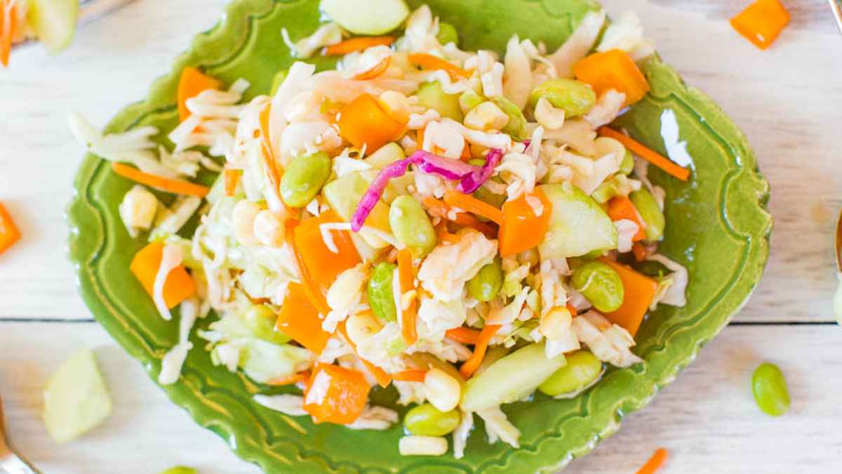 Skinny Mayo-Less Cabbage Salad. 
