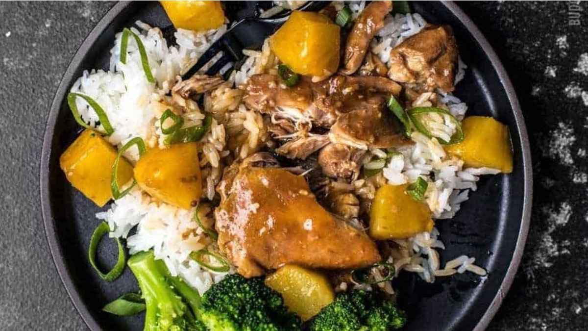 Slow Cooker Pineapple Teriyaki Chicken. 