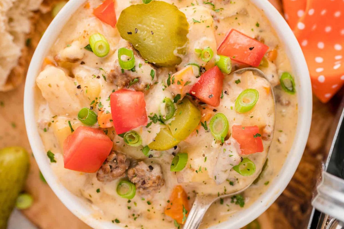 Slow Cooker Cheeseburger Soup from Taste Of Home