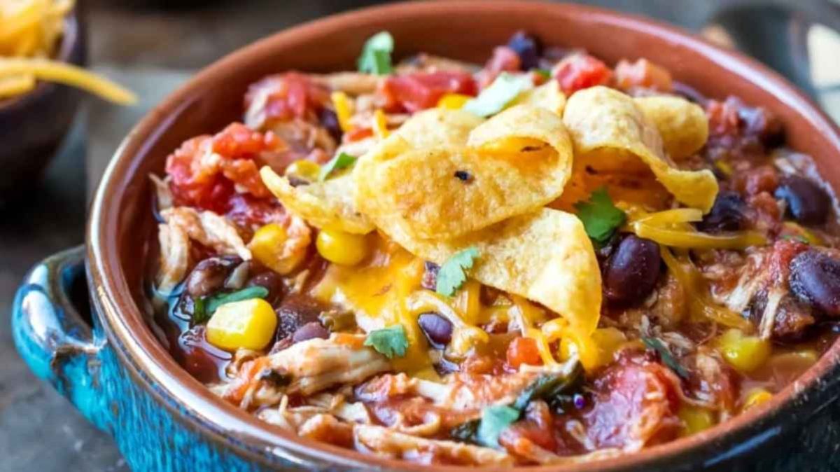 Slow Cooker Chicken Frito Chili.