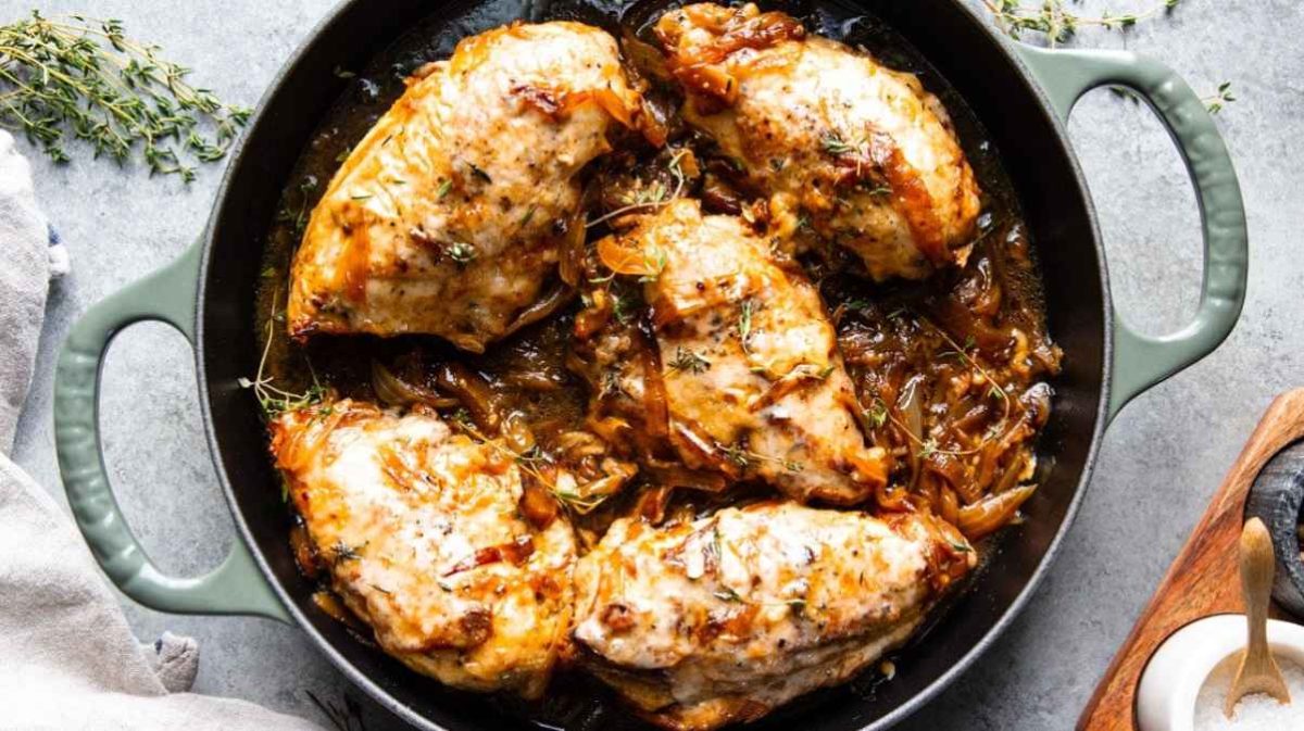 Slow Cooker French Onion Chicken. 