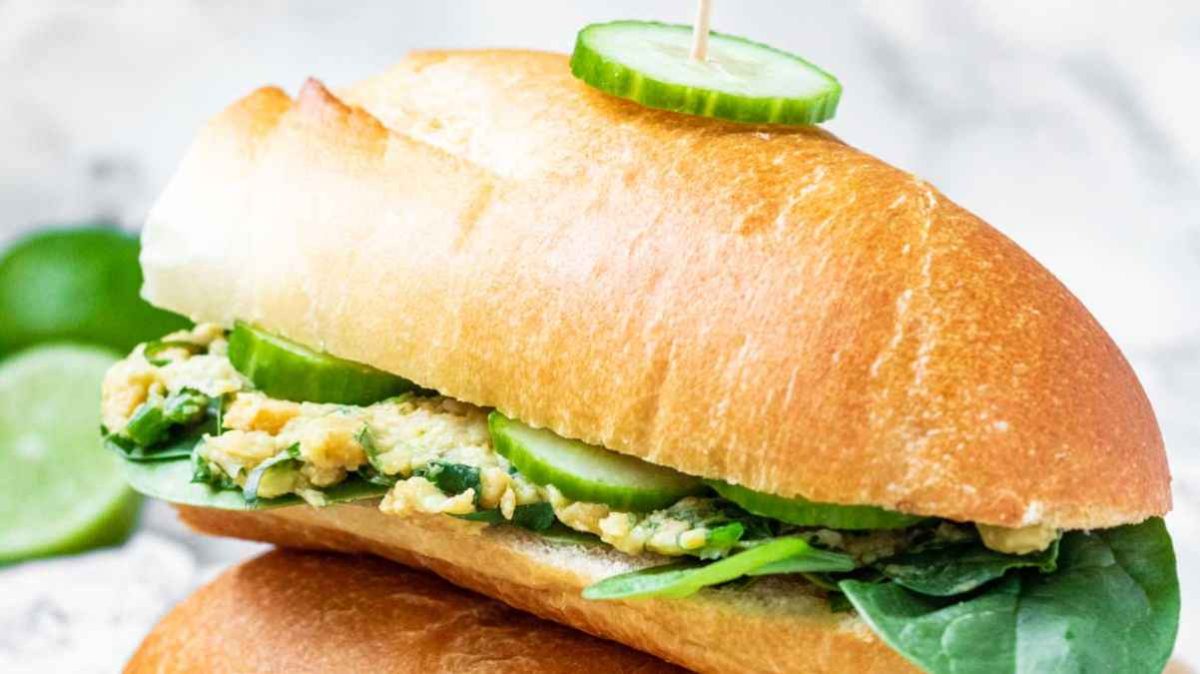 Smashed Avocado Chickpea Salad Sandwich.