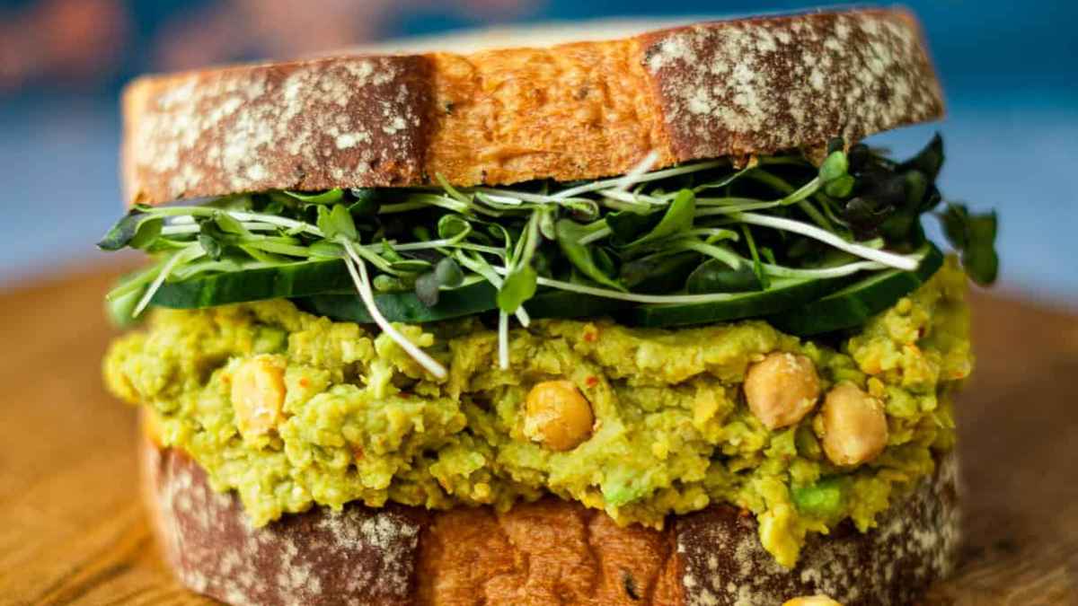 Smashed Chickpea And Avocado Sandwich.