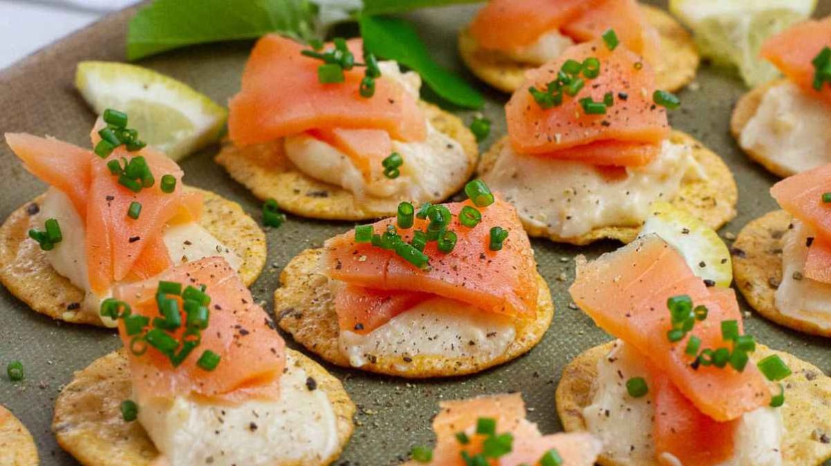Smoked Salmon Canapes With Miso Cream Cheese.