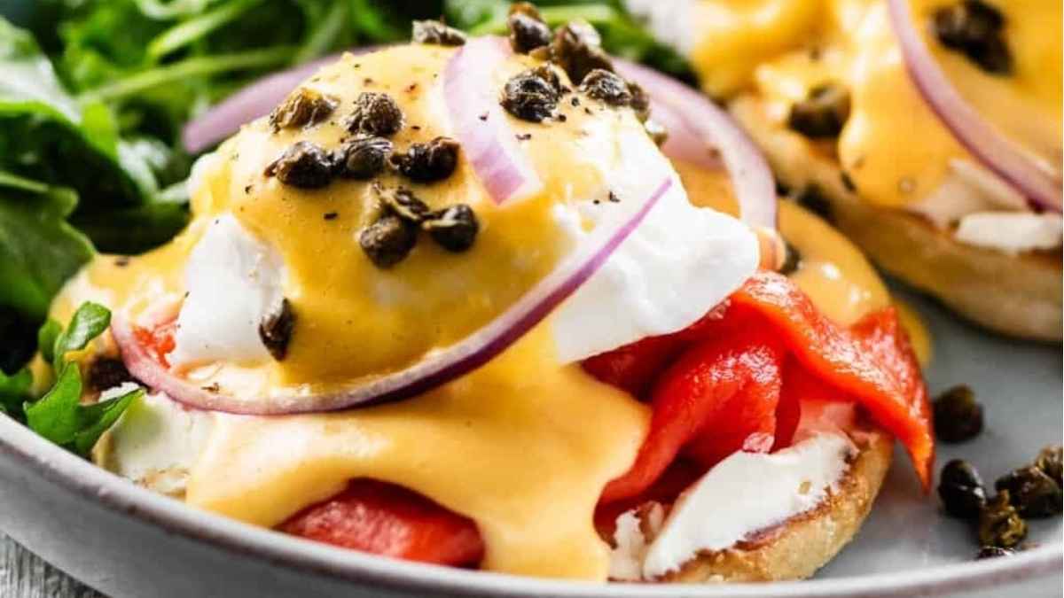 Smoked Salmon Eggs Benedict. 