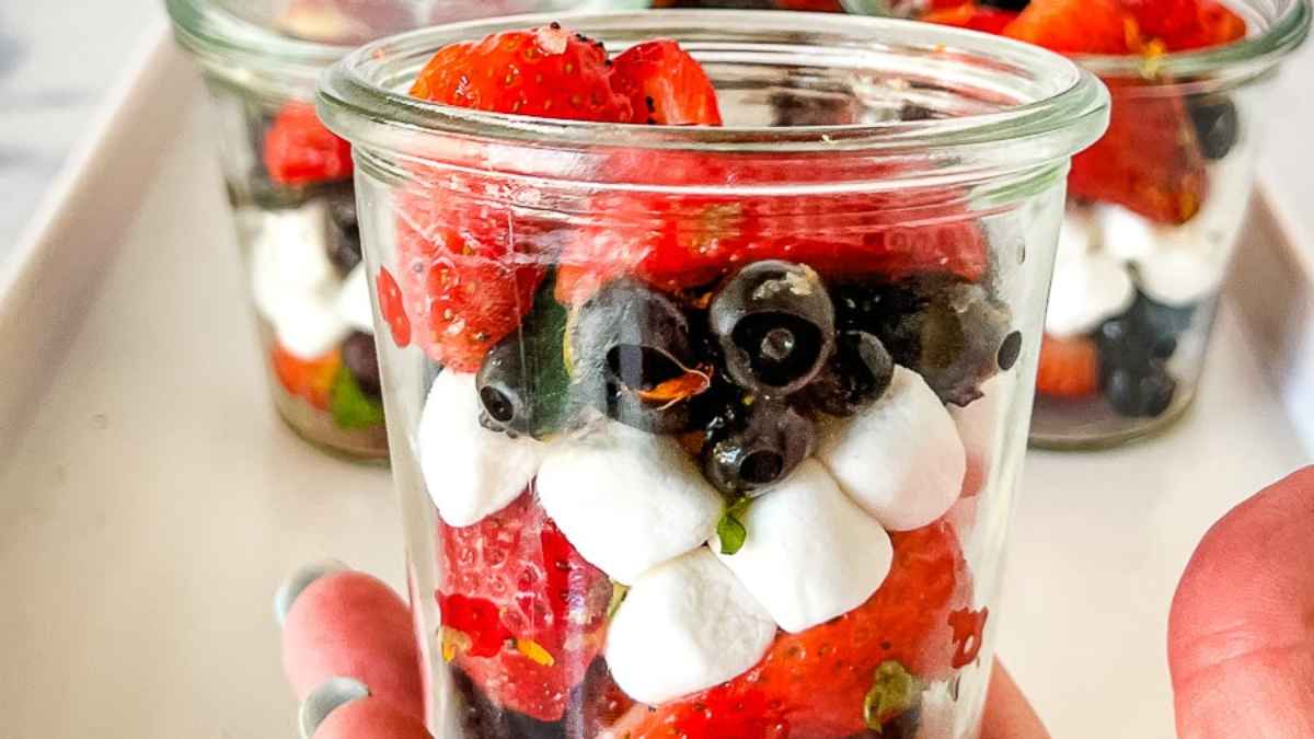 Strawberry Blueberry Salad. 