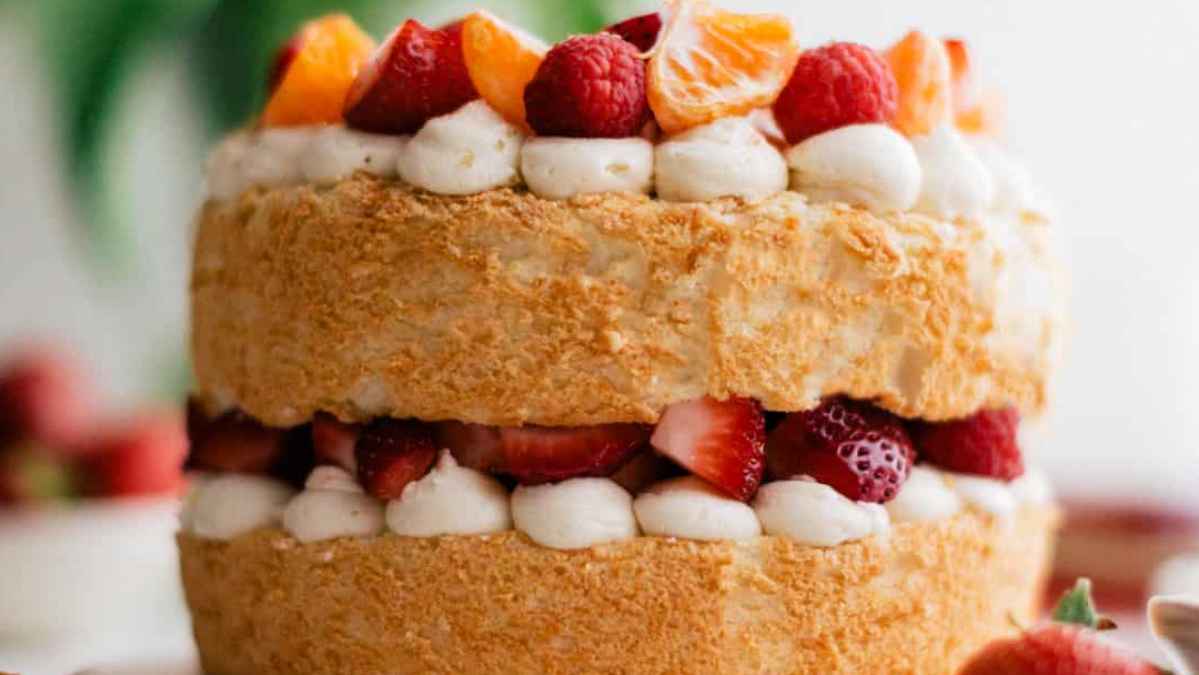 Strawberry Shortcake Angel Food Cake. 