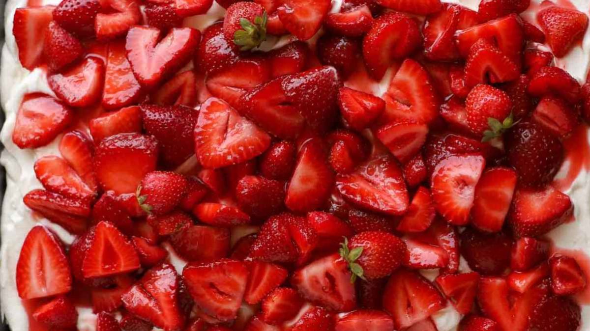 Strawberry Shortcake Sheet Cake. 
