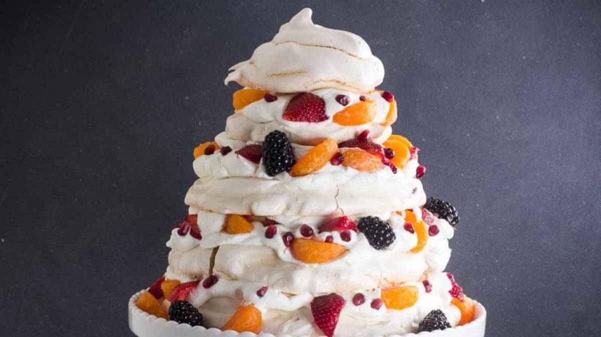 Towering Low Fodmap Fruit Pavlova.