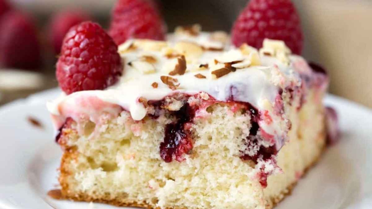 White Raspberry Poke Cake.