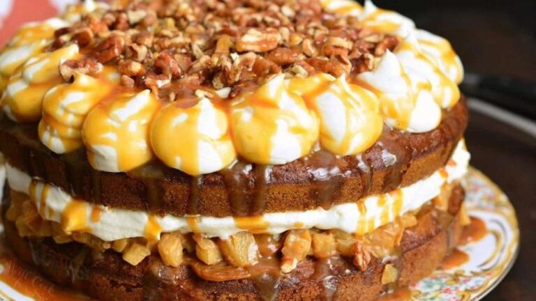 Apple Caramel Carrot Cake recipe by Will Cook for Smiles.
