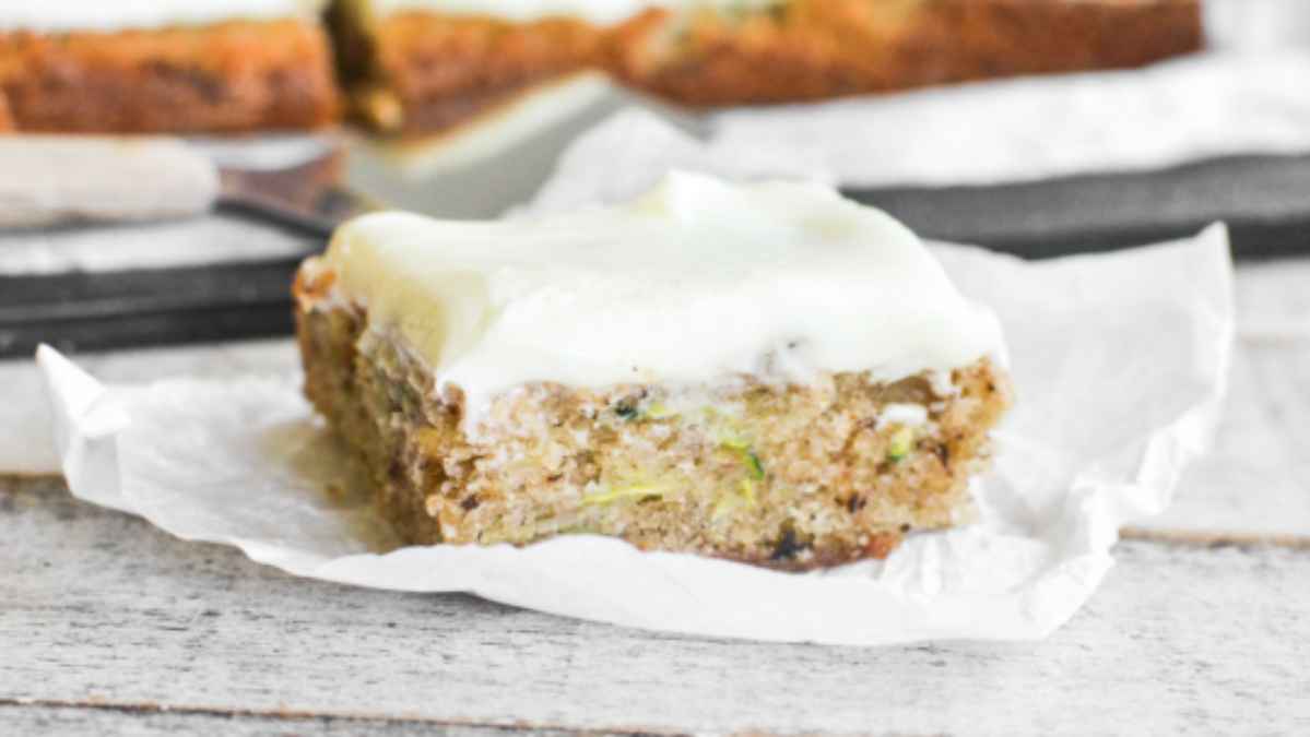 Zucchini Sheet Cake with Cream Cheese Frosting. 