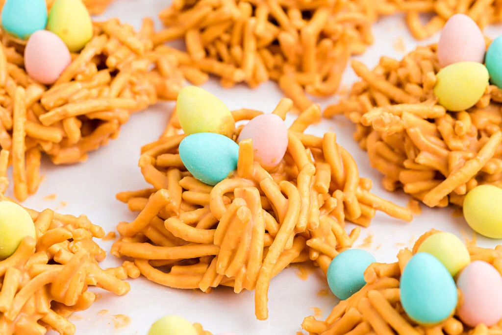easter butterscotch peanut butter haystacks no bake treats