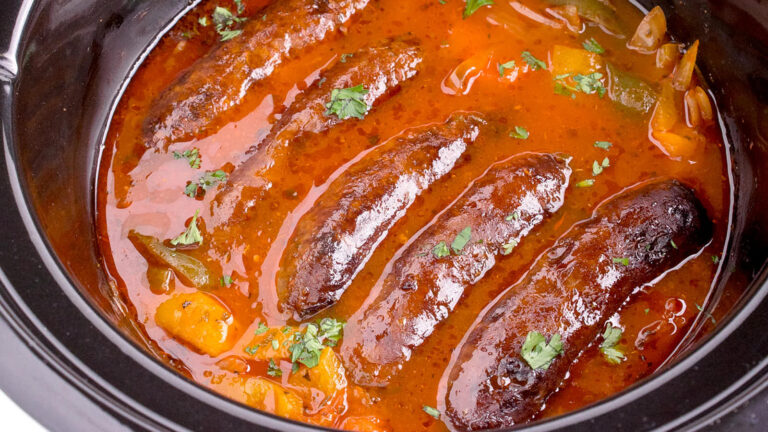 Slow Cooker Sausage and Peppers recipe by Cheerful Cook.