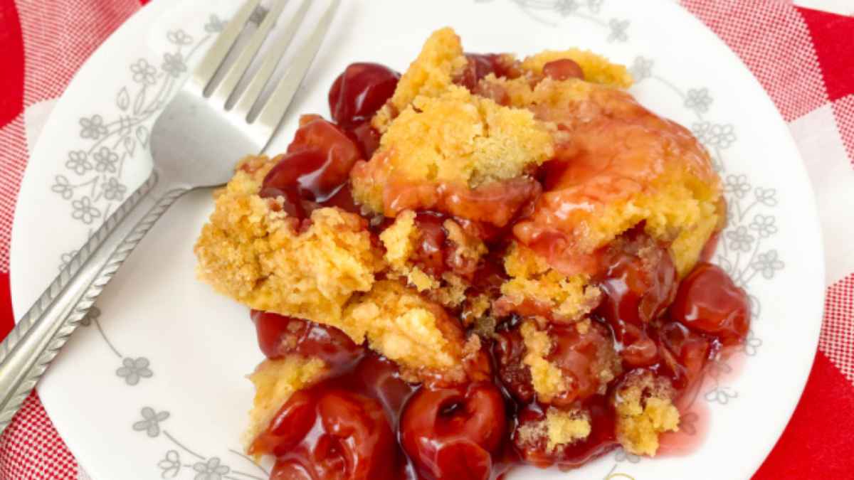 3 Ingredient Slow Cooker Cherry Cobbler.