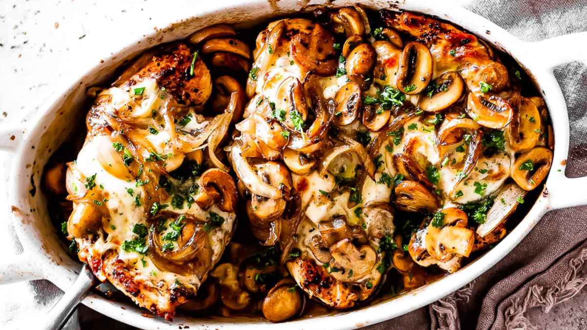 Baked Chicken with Mushrooms.