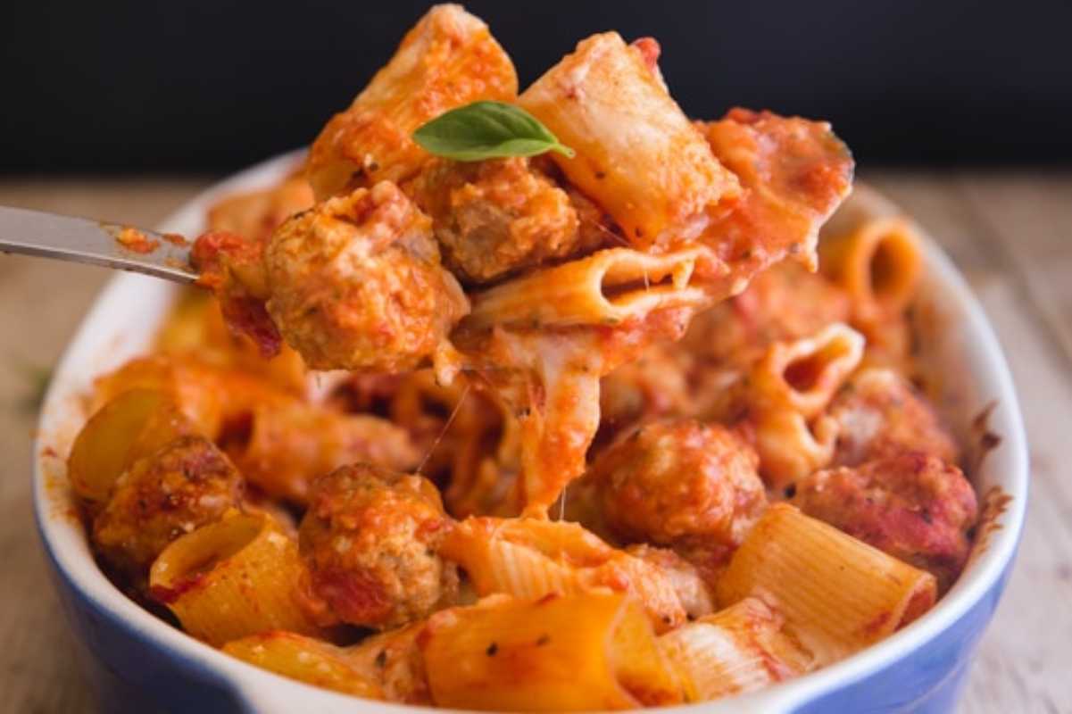 Baked Mini Turkey Meatball Casserole. 