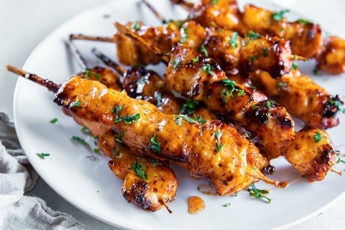 Bang Bang Chicken Skewers. 